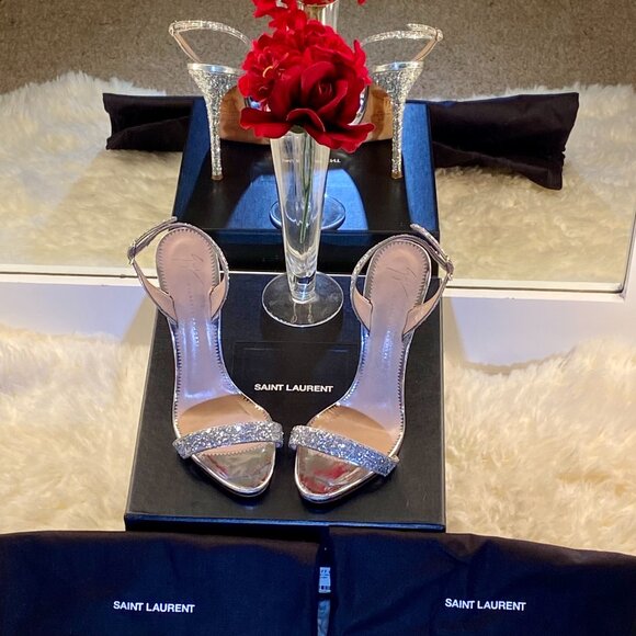 Saint Laurent Opyum YSL High Heel Sandals Red US7.5 E38+ - Picture 14 of 14